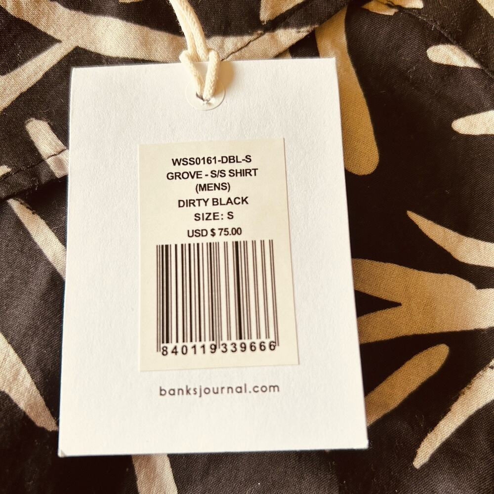 Banks Journal Men’s Black Grove Tropical Palm Print Button Up Casual Shirt Sz. S - Picture 12 of 13
